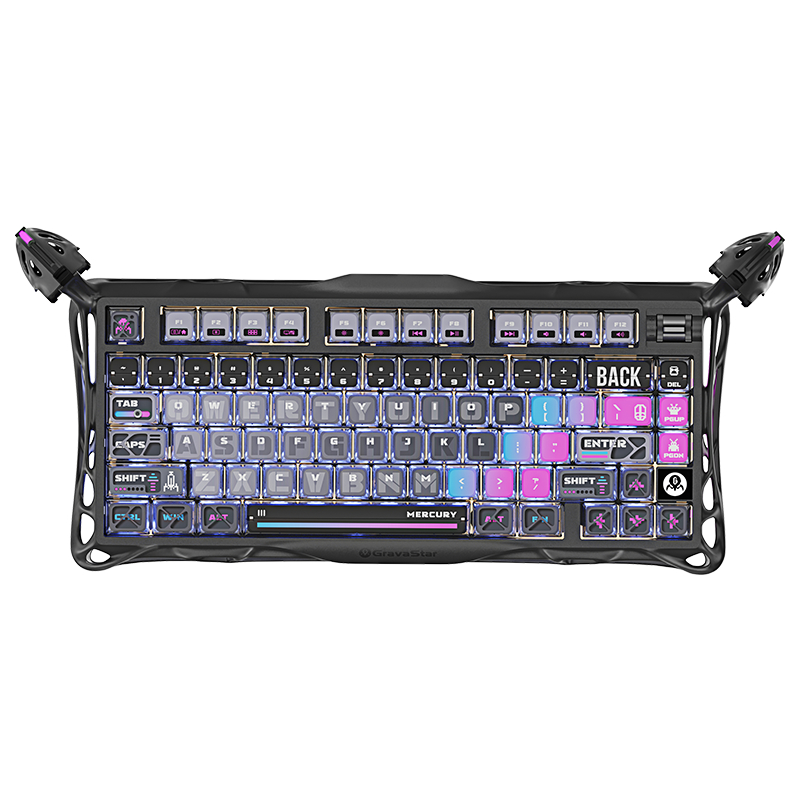 GravaStar GS K1 PRO คีย์บอร์ดแบบกลไก, การเชื่อมต่อ Triple Mode, ปะเก็นและโครงสร้าง TOP, RGB Backlit, ปุ่มกดพุดดิ้ง, สวิตช์ Star Xuan แบบกําหนดเอง