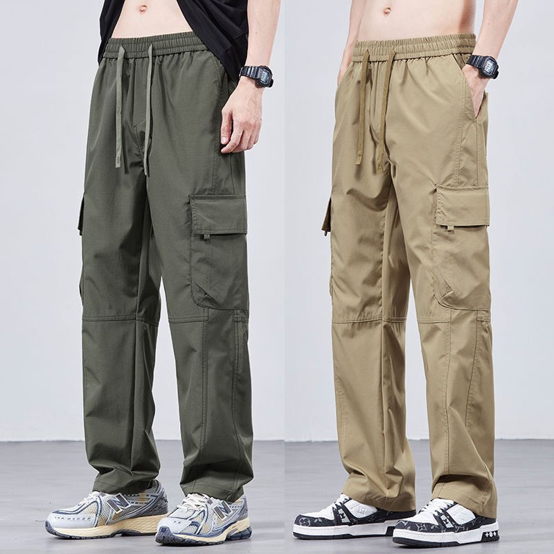 กางเกงชาย สไตล์เกาหลี ชุดเอี๊ยมลำลอง ไซส์ M-4XL กระเป๋าหลายช่อง ทรงหลวม