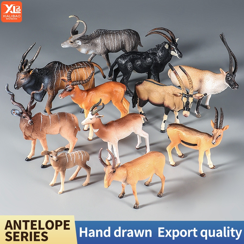 Wildlife Solid จําลองแอฟริกันสัตว์ป่าของเล่น Antelopes รูปที่สมจริงพลาสติก Figurine Playset