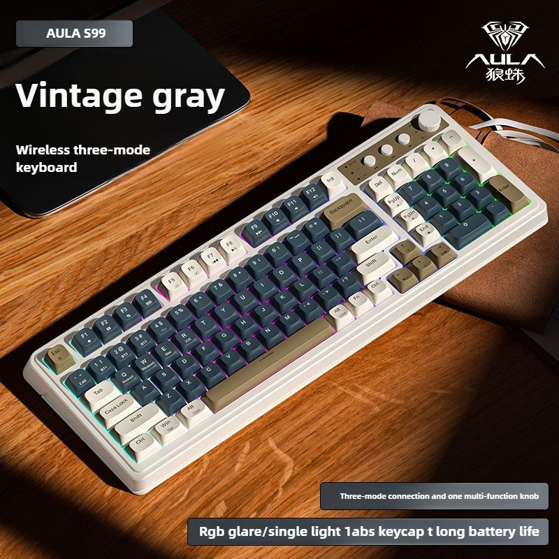 AULA S99Pro Wireless keyboard three-mode 2.4G Bluetooth Typing Rechargeable Keyboard  E-sports for G
