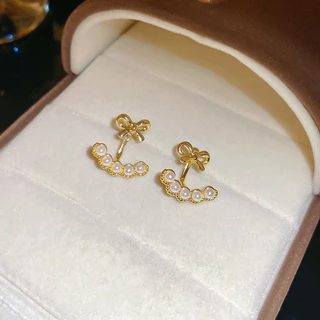 [Jewbeauty]โบว์ต่างหูมุกแฟชั่นย้อนยุคหมุดที่ละเอียดอ่อนแสงหรูหราอุปกรณ์เสริมความรู้สึกสูง
