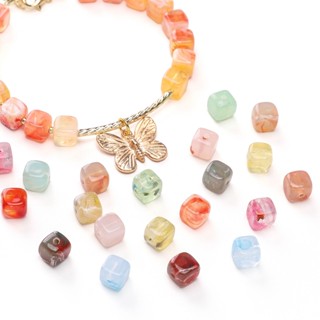 [6x6 มม.] ประมาณ 40 ชิ้นสองสีสแควร์ลูกปัด ทําเอง สแควร์ลูกปั…