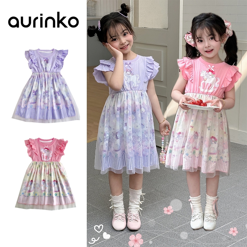 🧸 ส่งจากไทย🧸 ชุดเด็กผู้หญิง Kuromi Unicorn เสื้อผ้าเด็กสไตล์เกาหลี ชุดเด็กผู้หญิงฤดูร้อน  ชุดเดรสวันเกิดเด็กหญิง ชุดไปงานปาร์ตี้เด็ก  2-8ปี