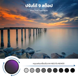 Neewer 67 มม. ND2-400 MRC Variable ND Filter พร้อมฝาครอบเลนส์และผ้าทําความสะอาด