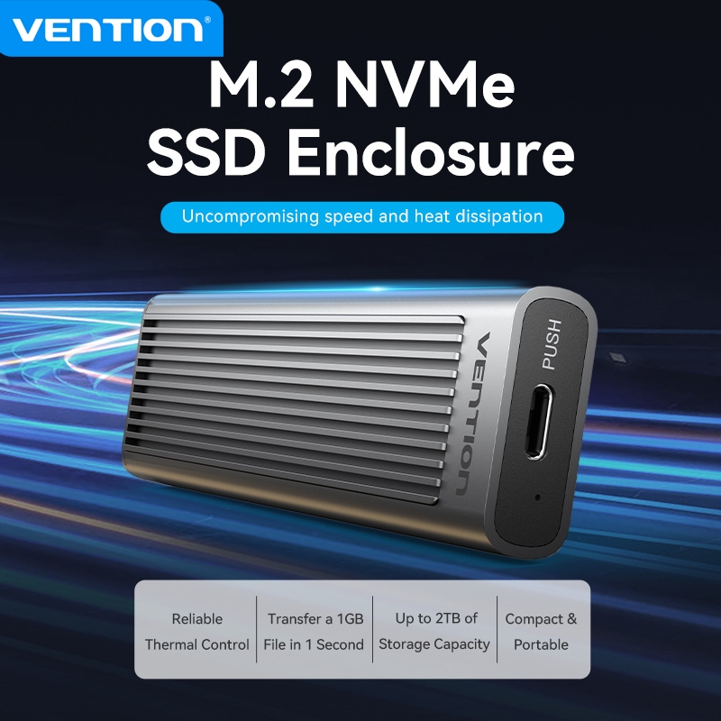 Vention M.2 NVMe Ssd Enclosure (USB 3.1 Gen 2-C) 10Gbps เหมาะสําหรับ Ssd Hdd