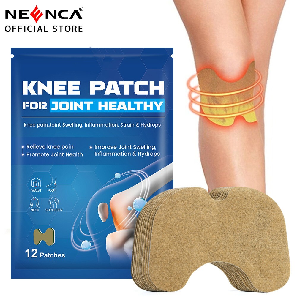 แผ่นแปะแก้ปวดเข่า NEANCA 12 ชิ้น, บรรเทากล้ามเนื้อข้อต่อ, แผ่นแปะบรรเทาอาการปวดไหล่และคอ, แผ่นแปะเข่าประคบร้อนสมุนไพร