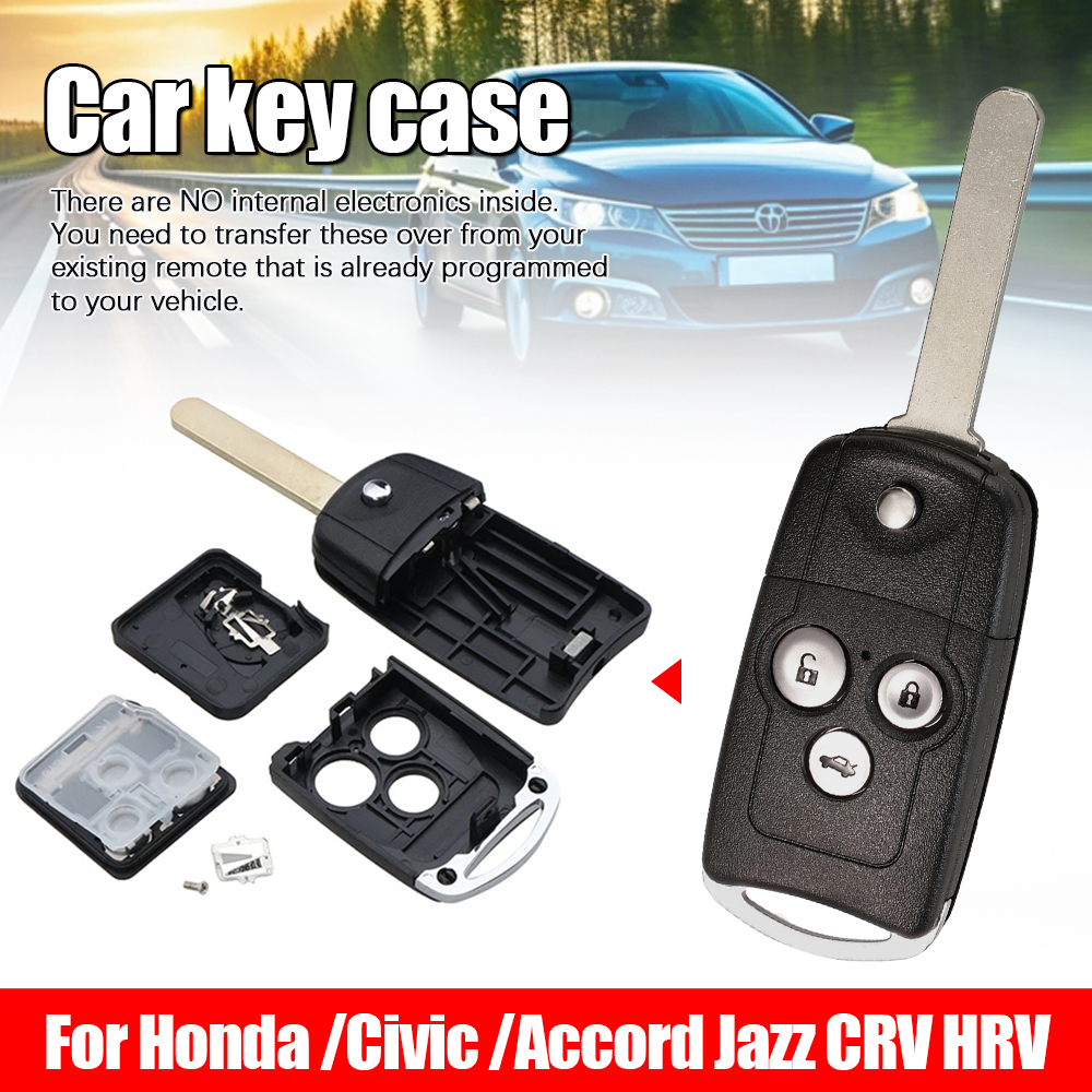 3 ปุ่มรถ Remote Flip Key Fob กรณีอัพเกรดสําหรับ Honda สําหรับ Civic สําหรับ Accord Jazz CRV กุญแจรถ Fob รีโมทคอนโทรล