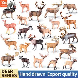 ป่าของแข็งจําลองสัตว์ตุ๊กตาของเล่นกวางรุ่นรูปพลาสติกที่สมจริ…