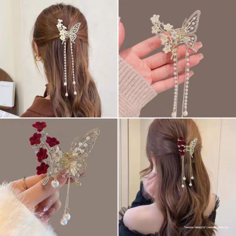 ชุดเดียว กิ๊บติดผมเกาหลี, คลิปพู่ผีเสื้อ, ฝังเพชร, โลหะผสมครึ่งรอยขีดข่วน, เครื่องประดับผมสื่อสารของผู้หญิง
