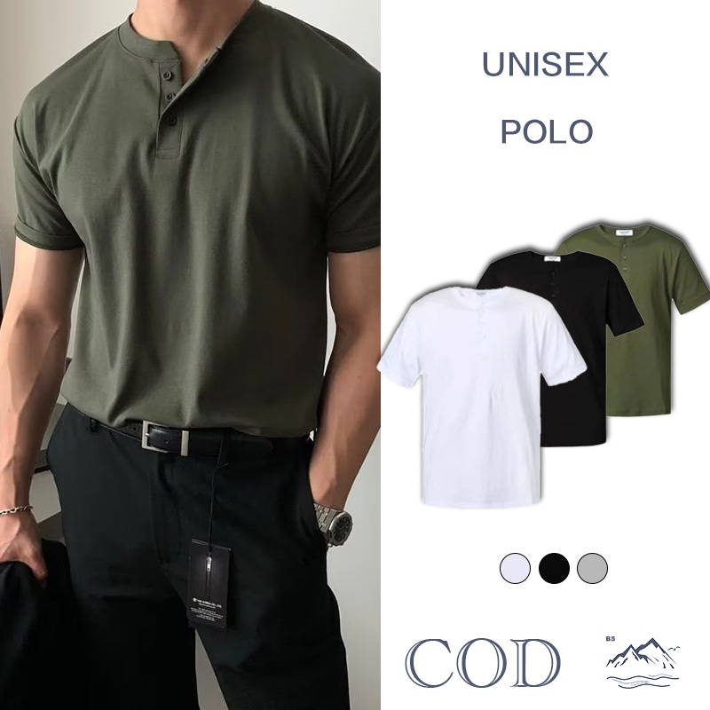 BS |polo [3สี]เสื้อยืด ปรับสมดุลไหล่ให้ Smart   Muscle Fit เสื้อยืดหุ่นล่ำ‼️ T-Shirt เสื้อโปโลชาย