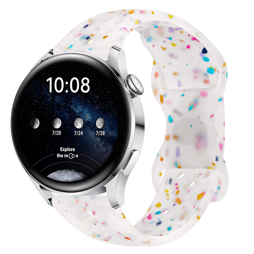 SAMSUNG 22มม.20มม.ผีเสื้อหัวเข็มขัดหลุมสีชิปสายรัดซิลิโคนสําหรับsamsung Galaxy Watch 7 6 5 4 40 44มม.สําหรับHuaweiนาฬิกาGT4 3 4Pro Band