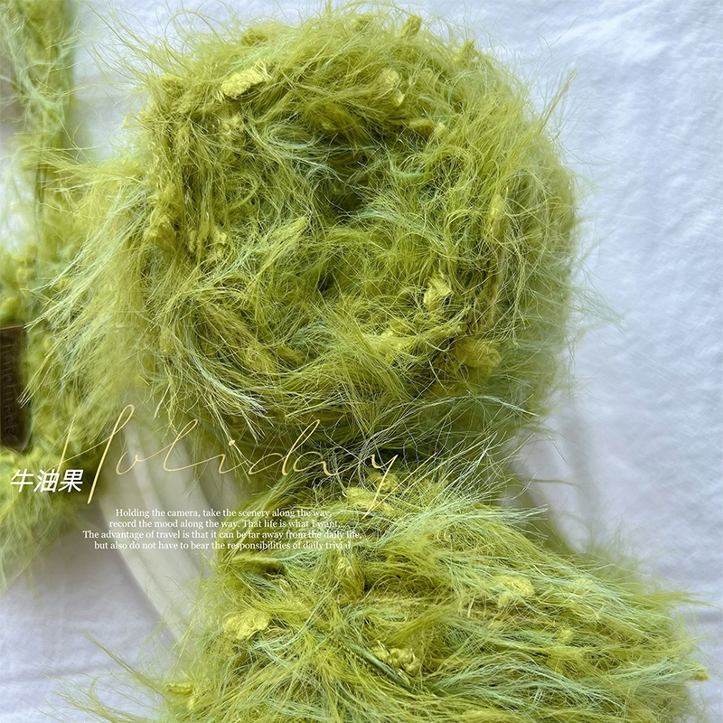 เส้นด้ายพิเศษ 100g เส้นด้ายขนยาวสีเขียวเส้นด้ายมิงค์ DIY เส้นด้ายเส้นด้ายแฮนด์เมด Fenhong