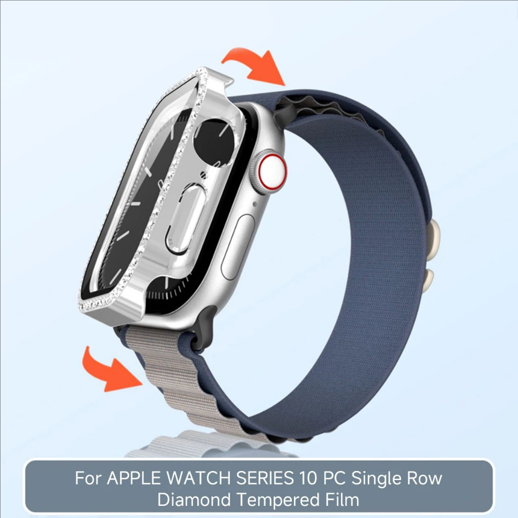 Bling กรณีเพชรป้องกันหน้าจอกระจกนิรภัย เชลล์ครอบครองเต็มสำหรับ iWatch Series 11/10/9/8/7/6/5/4/3 / SE Ultra 2 49mm 46mm 44mm 45mm 41mm 42mm 40mm 38mm ราคา ถูกที่สุด ดีลบีเคเค แกลเลอรีภาพที่ 3