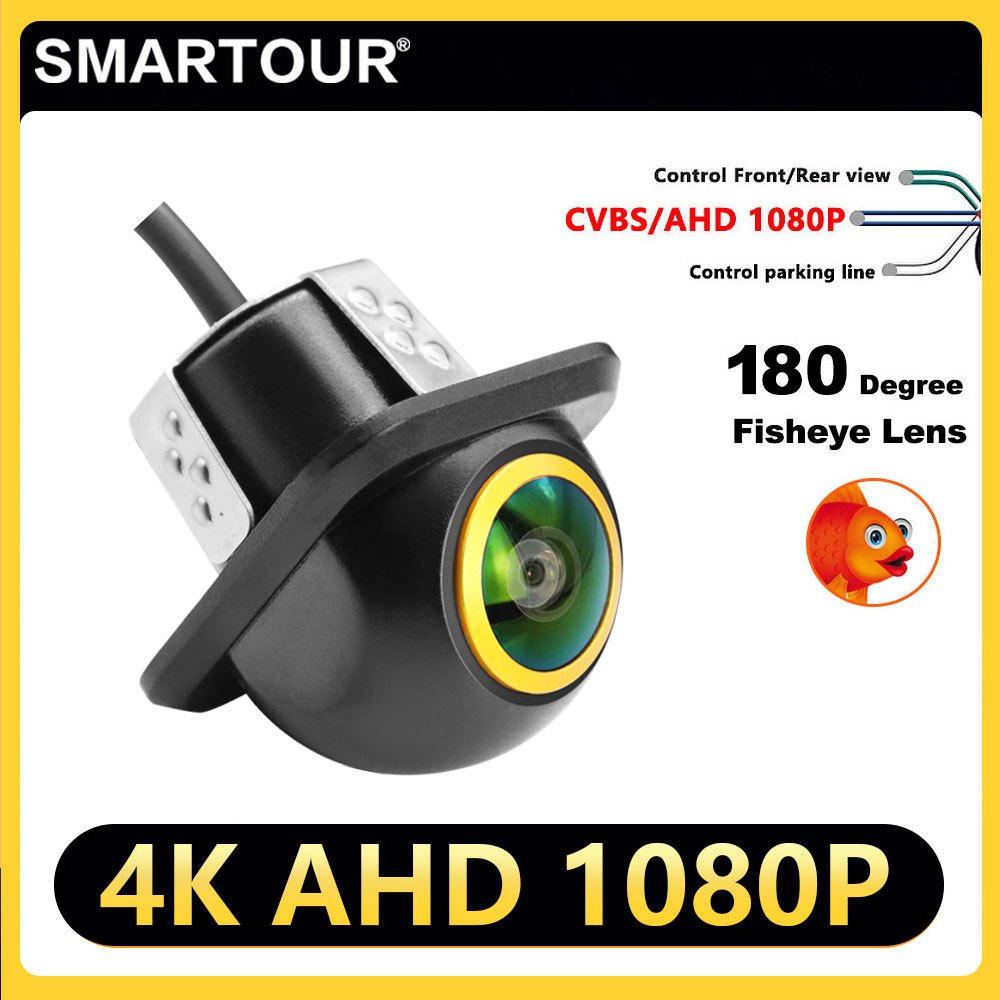 4k AHD 1920x1080P Night Vision รถด้านหลังดูย้อนกลับกล้อง 180° เลนส์ Fisheye รองรับกล้อง CCD AHD ย้อน