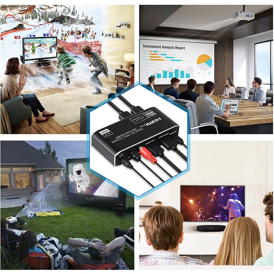 2x1 4K HDMI EARC Audio Extractor Switch พร้อม ARC & Optical Toslink HDMI 2.0 Switch 4K 60Hz HDMI to Toslink/Coaxial