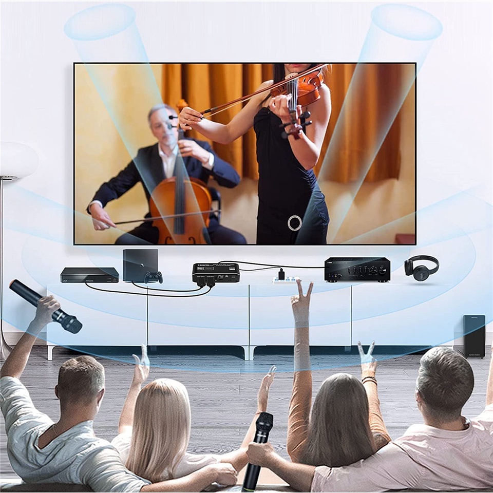 2x1 4K HDMI EARC Audio Extractor Switch พร้อม ARC & Optical Toslink HDMI 2.0 Switch 4K 60Hz HDMI to Toslink/Coaxial