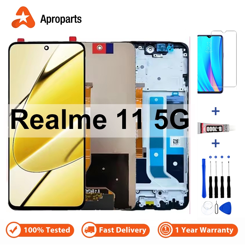 LCD ต้นฉบับสําหรับ OPPO Realme 11 11X 5G RMX3780 RMX3785 จอแสดงผลหน้าจอสัมผัส Digiziter พร้อมกรอบ