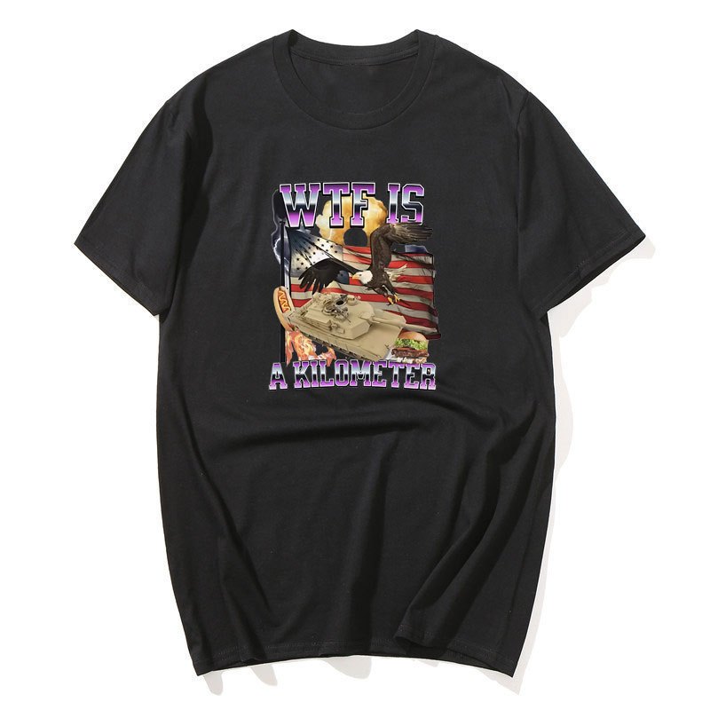 Wtf Is A Kilometer Meme Graphic T เสื้อผู้ชายแฟชั่น Hip Hop เสื้อยืดฤดูร้อนสบายๆผ้าฝ้าย 100% แขนสั้น