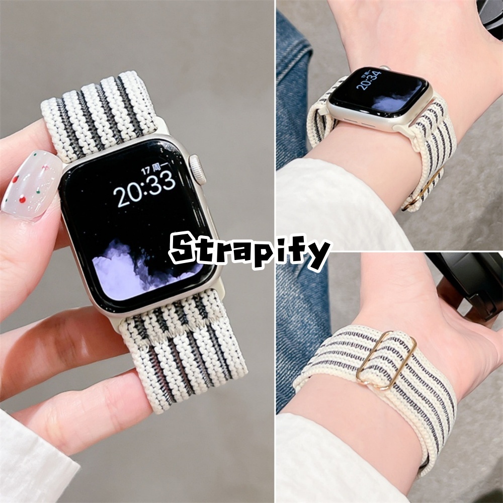 สายนาฬิกาไนลอนยืดหยุ่นสําหรับ apple watch S10/9/8/7/6/5/4/3/2/1 SE2 ULTRA2 breathable เปลี่ยนสร้อยข้อมือสําหรับ iwatch 49 มม.46 มม.45 44 42 41 40 38 กีฬา