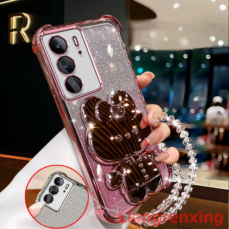 FOR เคส Case สำหรับ realme C75 4กรัมโทรศัพท์ปลอก softcase กันกระแทกปกการออกแบบใหม่ความงามกระต่ายกระจกแต่งหน้ากับผู้ถือเชือกเส้นเล็ก sjsftuzj02