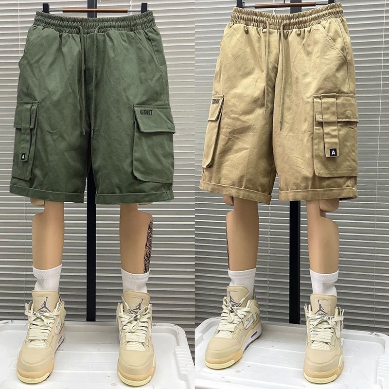กางเกงขาสั้นลําลองผู้ชาย ไซส์ M-5XL เอวยางยืด แฟชั่นย้อนยุคหลวมๆ