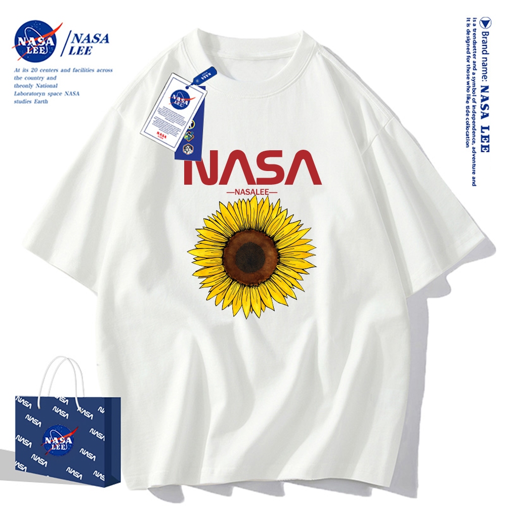 NASA เสื้อยืดแขนสั้น - ลายดอกทานตะวัน, 100% ผ้าฝ้าย, ใส่ได้ทั้งชายและหญิง