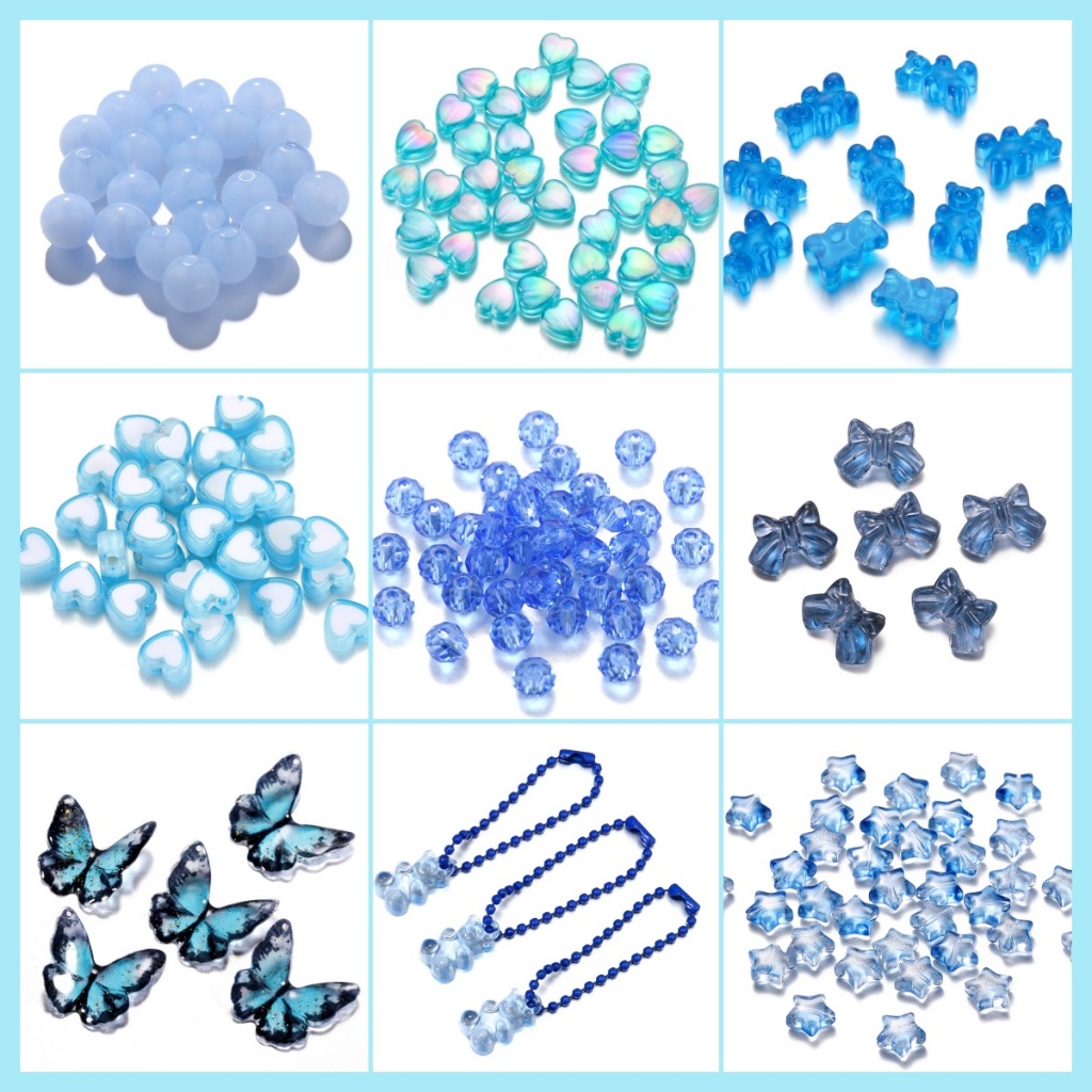 [Blue Series] Beaded DIY เครื่องประดับทํามือ Handmade แก้วสีสันสดใสเซรามิคอะคริลิคคอลเลกชันสี Series