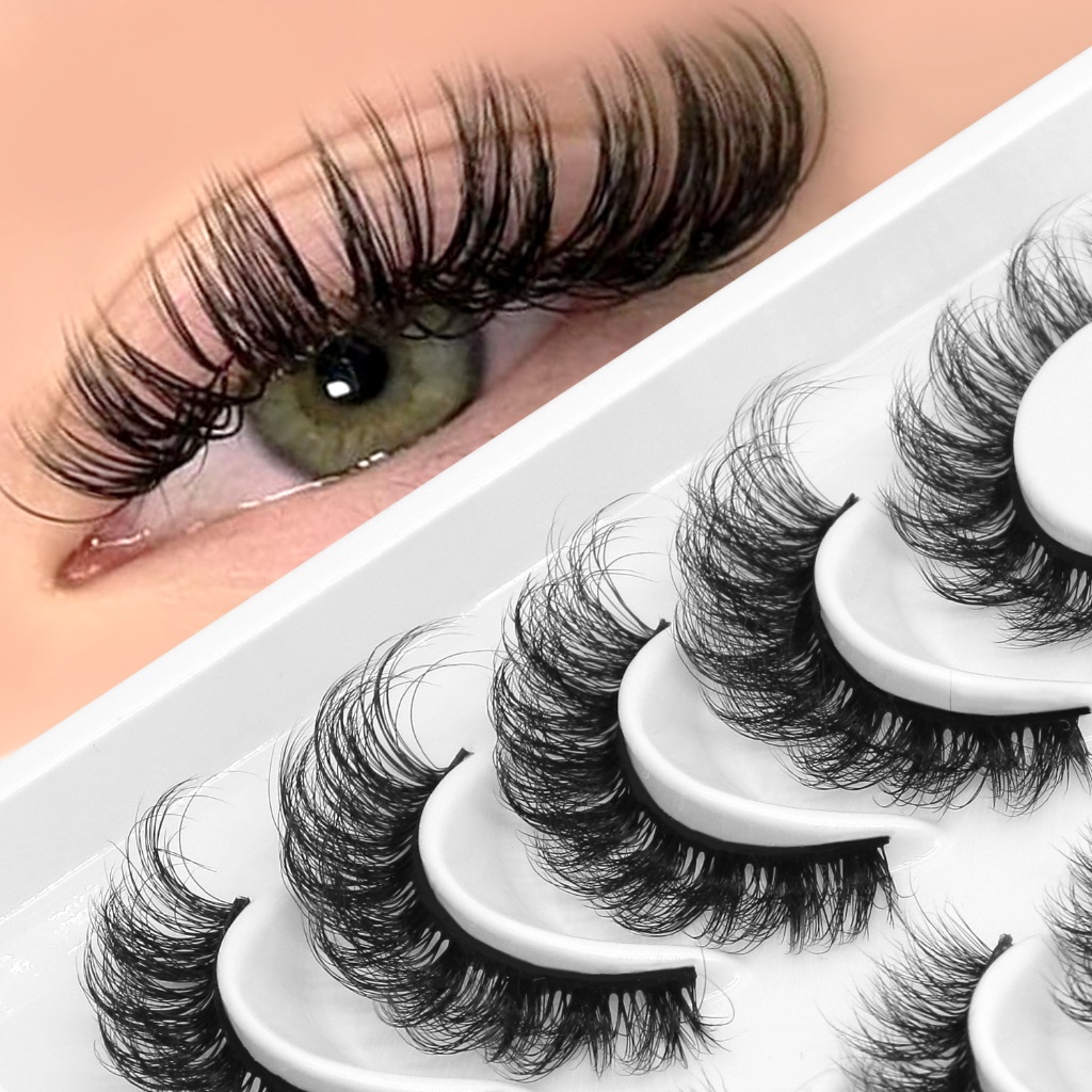 Groinneya 3D Mink Lashes Fluffy Wispy Eyelashes Manga Lashes Winged End Eye Elongated ปลอม Lashes