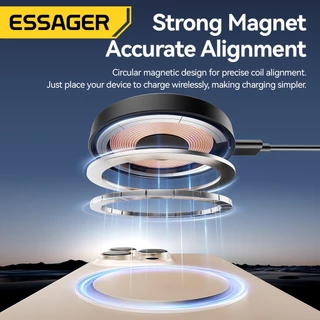Essager 15W แท่นชาร์จไร้สายแม่เหล็ก 2-in-1 แท่นชาร์จสําหรับ ip Pro Max/Android/APods