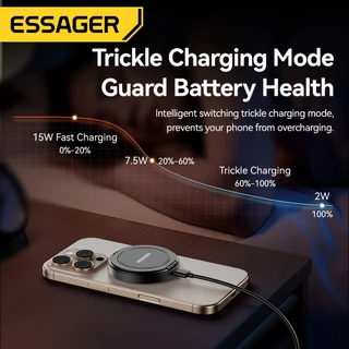 Essager 15W แท่นชาร์จไร้สายแม่เหล็ก 2-in-1 แท่นชาร์จสําหรับ ip Pro Max/Android/APods