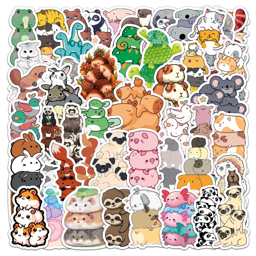 ใหม่50ชิ้นการ์ตูนสัตว์น่ารักสติ๊กเกอร์สําหรับ ทําเอง เคสโทรศัพท์แล็ปท็อปหมวกกันน็อครถกราฟฟิตีกันน้ําตกแต่งของขวัญ