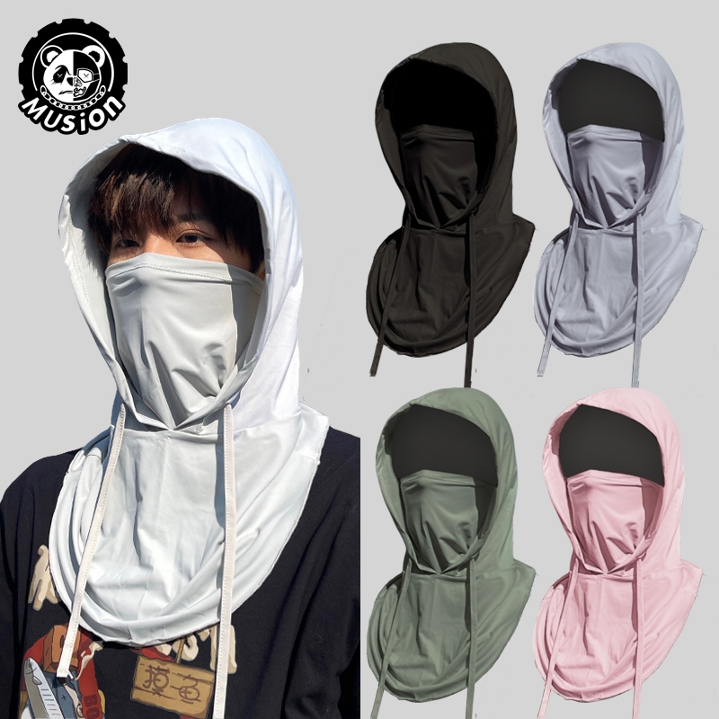 Musion Full Face Cover หน้ากากป้องกันแสงแดดสําหรับผู้ชายผู้หญิงสาวเต็มใบหน้าปกผ้าไหมน้ําแข็งผ้าพันคอระบายอากาศเหมาะสําหรับฤดูร้อน