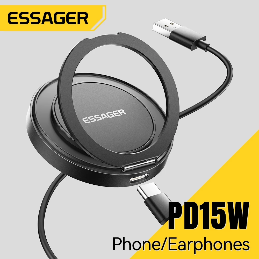 Essager 15W แท่นชาร์จไร้สายแม่เหล็ก 2-in-1 แท่นชาร์จสําหรับ ip Pro Max/Android/APods