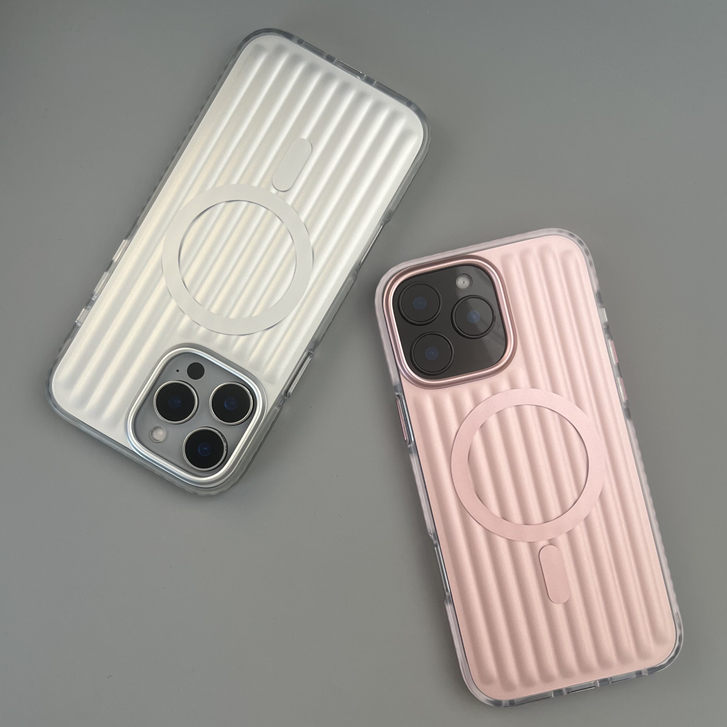 เคส iPhone 13/14/15/16 Pro Max อะคริลิค ลาย 3D คลื่นนูน รุ่น Silver