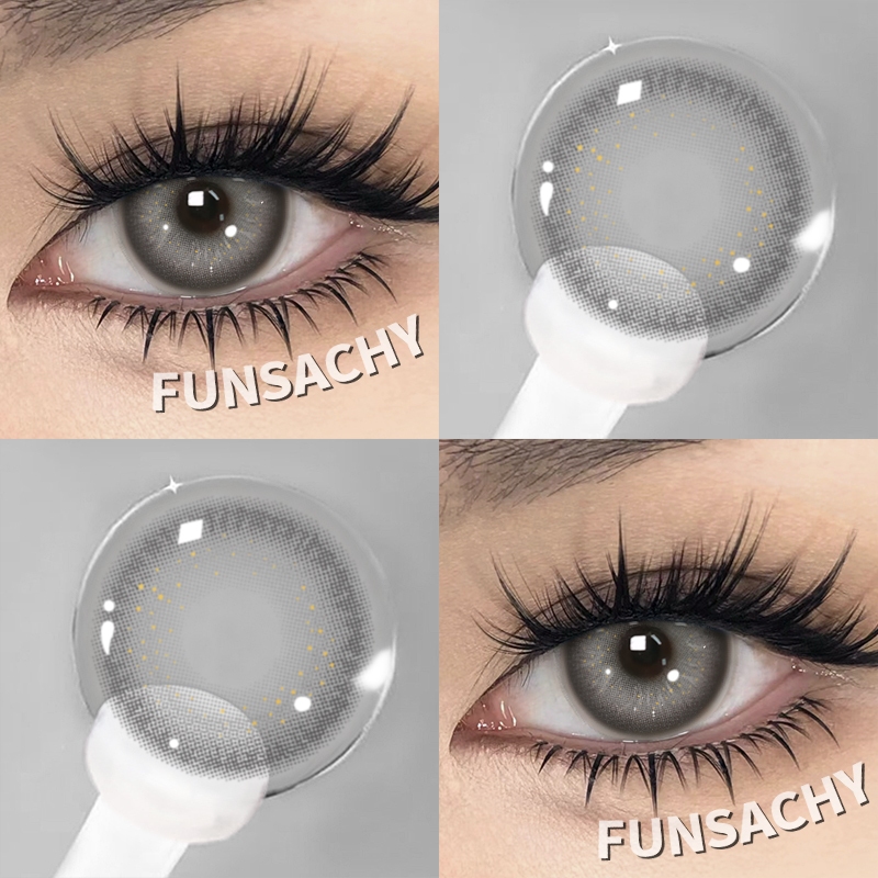Funschy คอนแทคเลนส์ สีน้ำตาล สีเทา ดวงตา คอนแทคเลนส์สี 1คู่+ตลับคอนแทคเลนส์ ส่งไวจากไทย - รูปที่ 2