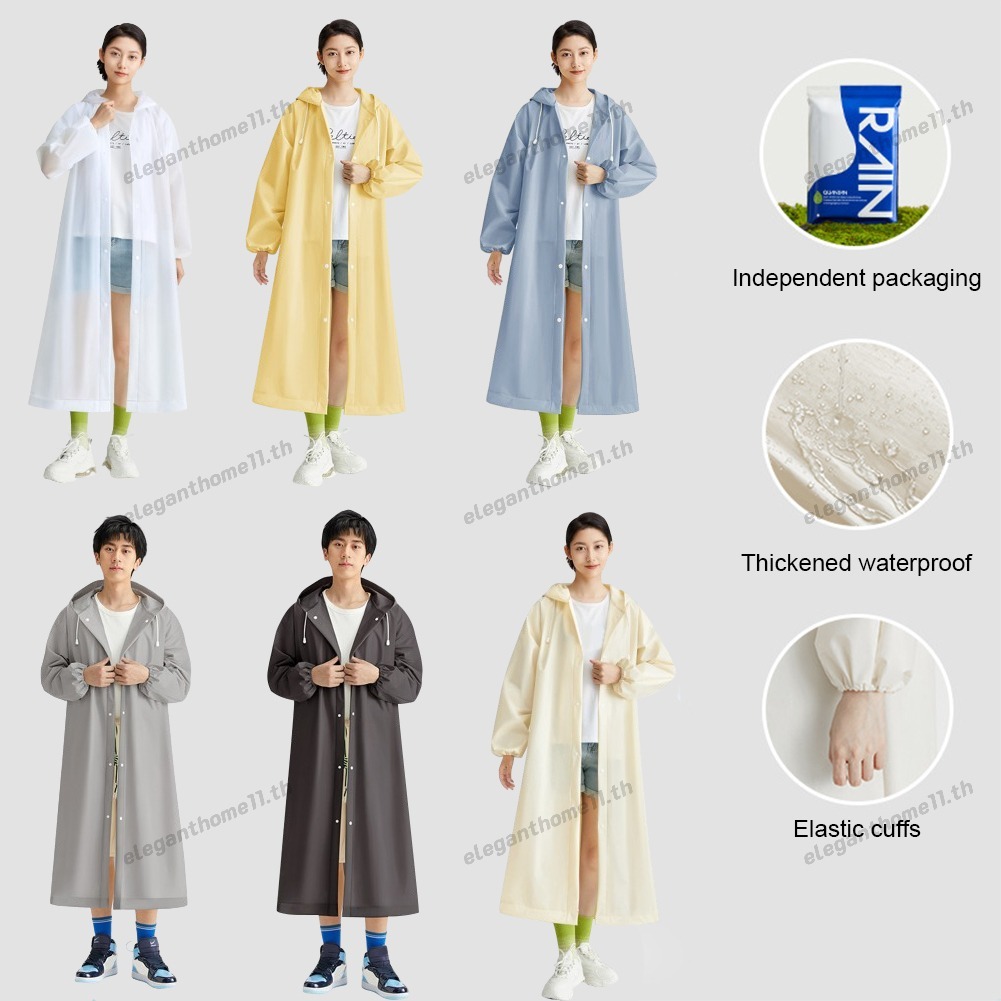 เสื้อกันฝนกันน้ําสําหรับผู้ใหญ่-ฮู้ดปรับได้ดีไซน์น้ําหนักเบากระเป๋าเก็บของ-เดินทางกลางแจ้งชุดกันฝนฉุกเฉิน-เสื้อโค้ทยาวกันลมสําหรับผู้ชายผู้ห