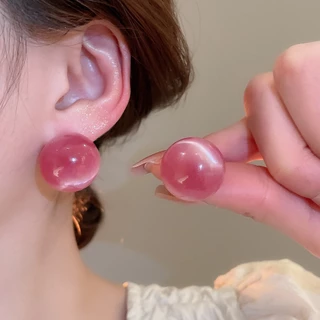 [เจวบิวตี้]เข็มเงินสีลูกกวาดจางต่างหูทรงกลมเกาหลีหวานต่างหูแฟชั่นบุคลิกภาพอุปกรณ์เสริมที่เรียบง่าย