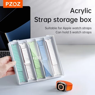 Pzoz สายคล้องกรณีกล่องพลาสติกสําหรับ Apple Watch S9 S8 สายคล้องโปร่งใสกล่อง Smart Watch Tiny อะไหล่อุปกรณ์เสริมกระเป๋า
