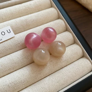 [เจวบิวตี้]เข็มเงินสีลูกกวาดจางต่างหูทรงกลมเกาหลีหวานต่างหูแฟชั่นบุคลิกภาพอุปกรณ์เสริมที่เรียบง่าย