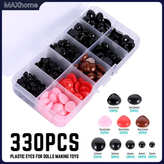 330 ชิ้น ความปลอดภัยตาและจมูก DIY ชุดพลาสติกที่มีสีสัน ความปลอดภัยตาและจมูกสําหรับโครเชต์ตุ๊กตาทํา