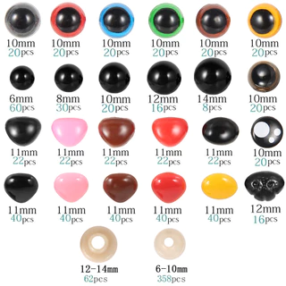 330 ชิ้น ความปลอดภัยตาและจมูก DIY ชุดพลาสติกที่มีสีสัน ความปลอดภัยตาและจมูกสําหรับโครเชต์ตุ๊กตาทํา