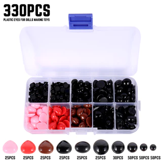 330 ชิ้น ความปลอดภัยตาและจมูก DIY ชุดพลาสติกที่มีสีสัน ความปลอดภัยตาและจมูกสําหรับโครเชต์ตุ๊กตาทํา