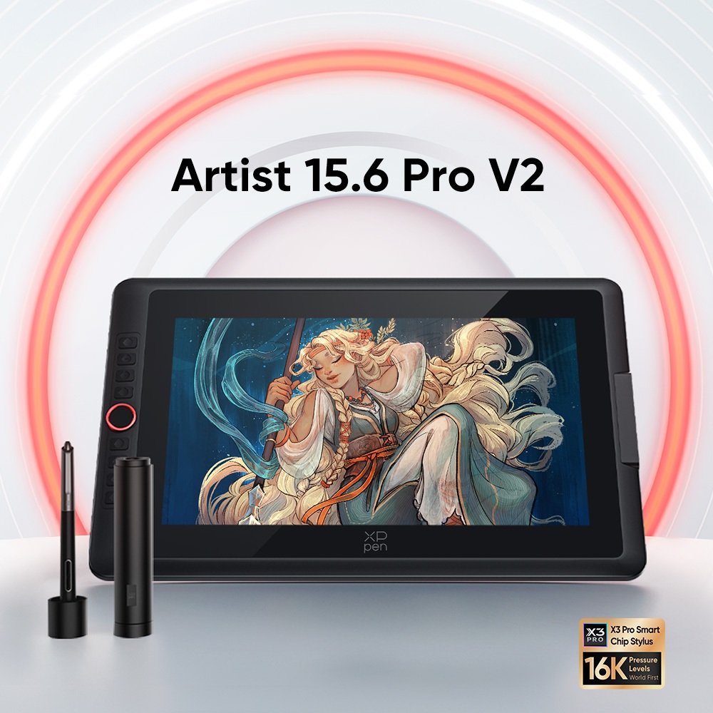 XPPen Artist 15.6 Pro V2 Graphic Pen Display Drawing Monitor พร้อม Red Dial & 16K Pressure & Tilt