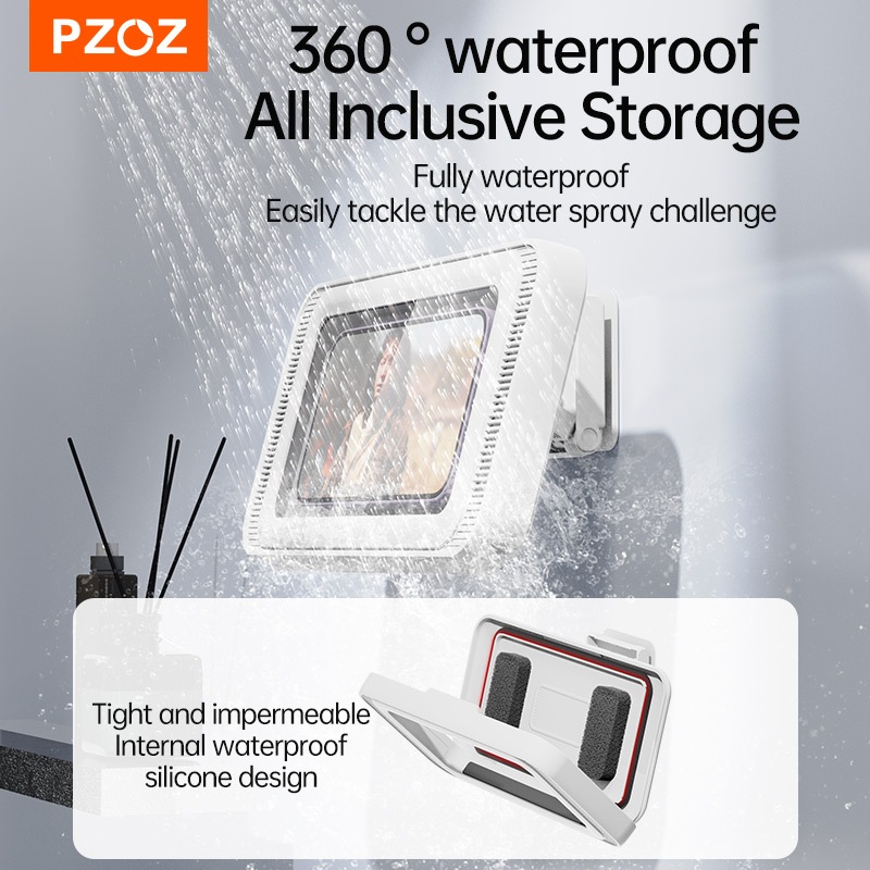 PZOZ ที่วางห้องน้ํากล่องผนังที่วางโทรศัพท์ฝักบัวบนผนังยึด6นิ้วหมุนที่วางโทรศัพท์กล่องเก็บกันน้ํา