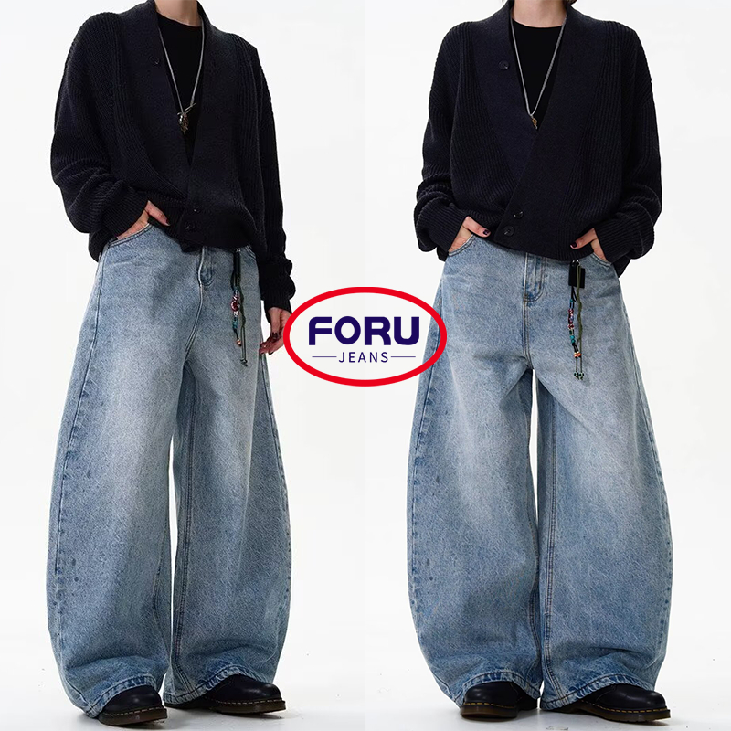 ForU Pantalon สําหรับชาย Pantalon สําหรับชายกางเกงขากว้าง Jnco Baggy กางเกง Hight Street แฟชั่น Retr