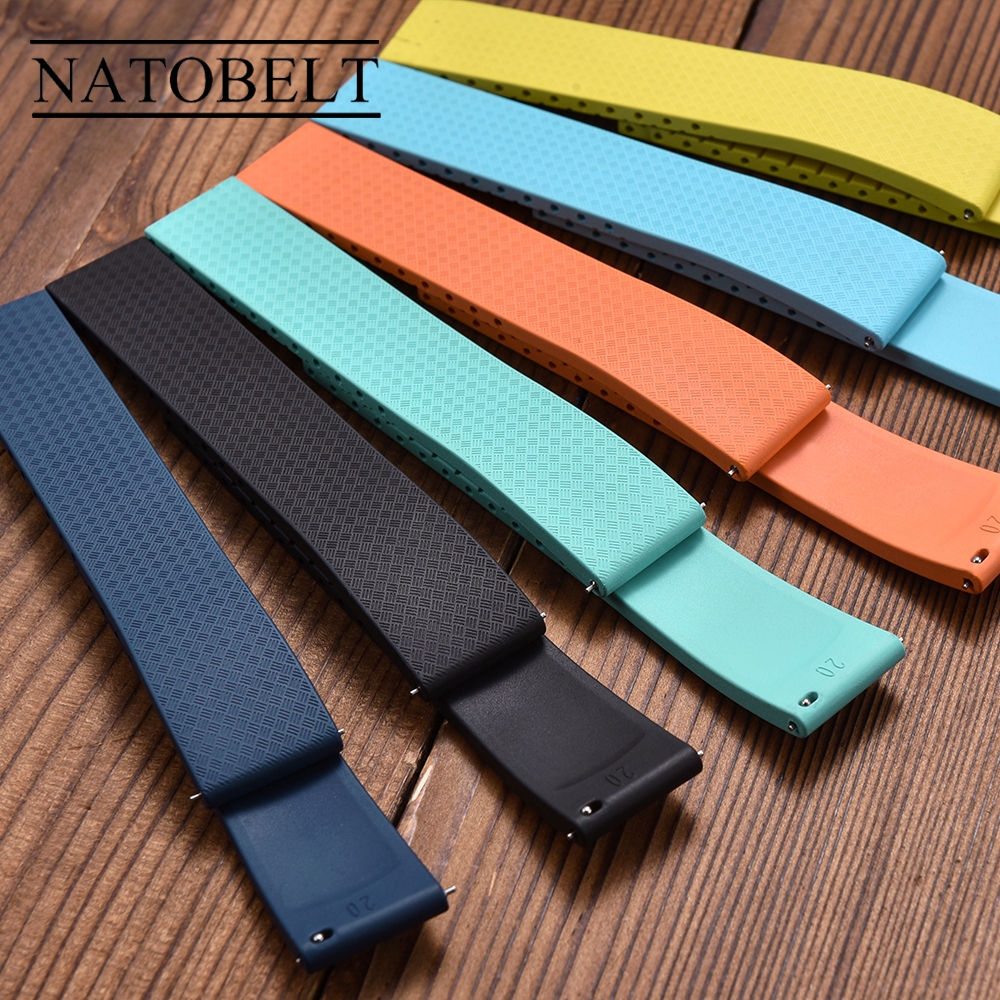 ใหม่นุ่ม FKM ฟลูออโรจน์สายยาง CTS ออกแบบ 18 มม.19 มม.20 มม.22 มม.Qucik Release สายรัดเปลี่ยนนาฬิกาสําหรับตัดขนาดผู้ชายผู้หญิงแฟชั่นสบายๆสายนาฬิกาไม่มีหัวเข็มขัด