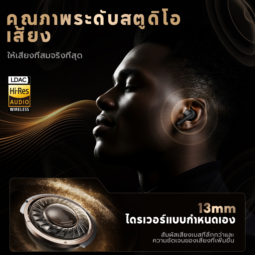 Jamjake หูฟังบลูทูธไร้สาย HiFi HD Call จอแสดงผลLED ลดเสียงรบกวน จับคู่เร็วหูฟังบลูทูธ พร้อมไมโครโฟน