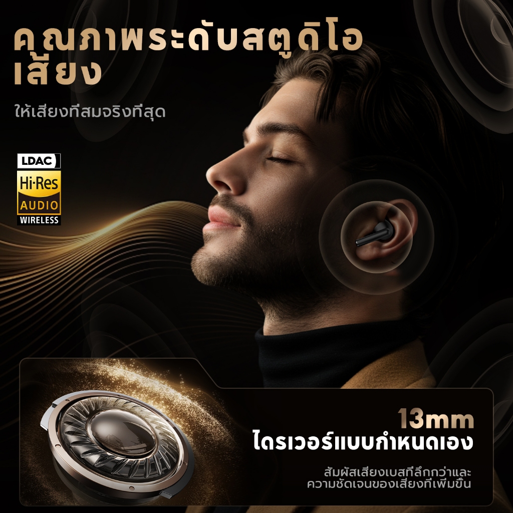 Jamjake หูฟังบลูทูธไร้สาย HiFi HD Call จอแสดงผลLED ลดเสียงรบกวน จับคู่เร็วหูฟังบลูทูธ พร้อมไมโครโฟน