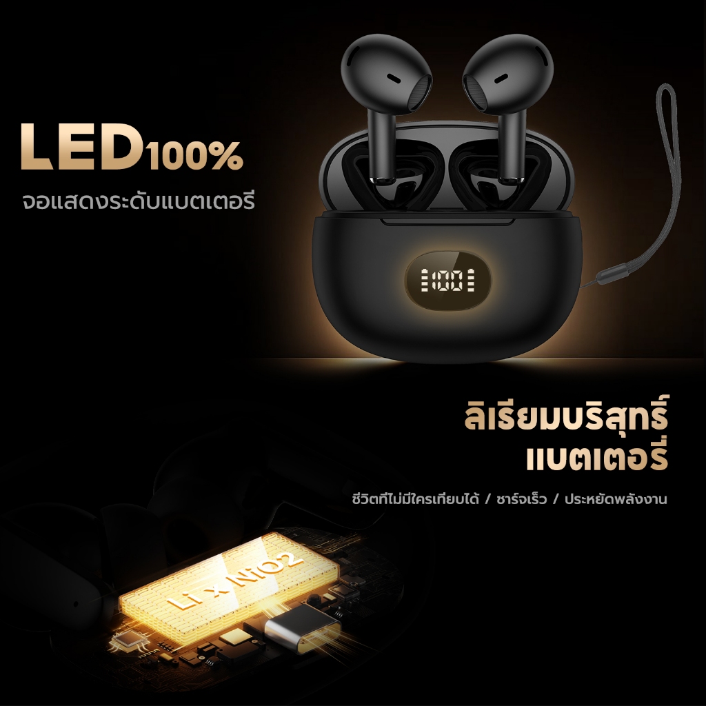 Jamjake หูฟังบลูทูธไร้สาย HiFi HD Call จอแสดงผลLED ลดเสียงรบกวน จับคู่เร็วหูฟังบลูทูธ พร้อมไมโครโฟน