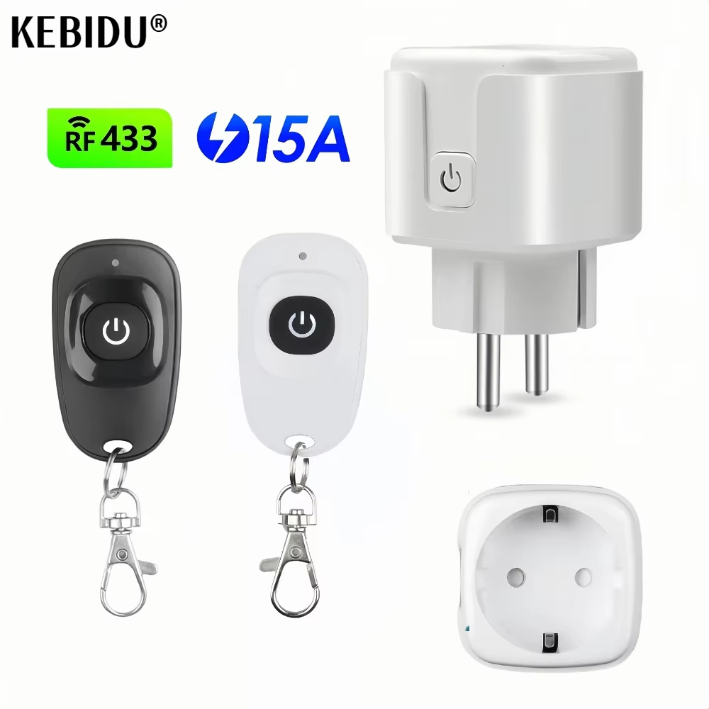 Rf 220V 16A ซ็อกเก็ตไฟฟ้า 433MHz ปลั๊กรีโมทคอนโทรลไร้สาย 3000W EU FR มาตรฐาน 50M สําหรับ Home LED/ไฟ/พัดลม/โคมไฟ ON OFF